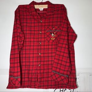 Disney Shirt Large Mickey Mouse Plaid Button Down